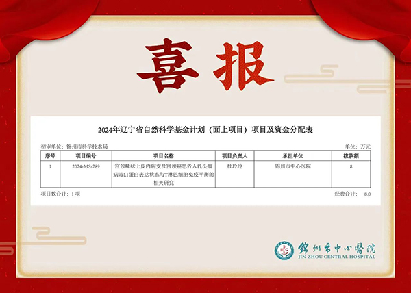 喜報 | 祝賀我院婦產(chǎn)科團隊獲2024年遼寧省自然科學(xué)基金計劃（面上項目）資助